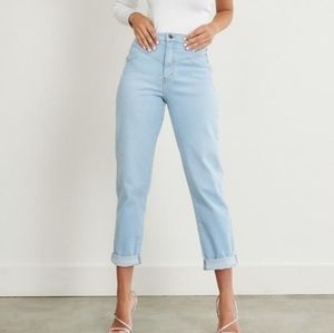 Mid-Rise Robin's Egg Blue Boyfriend Jeans